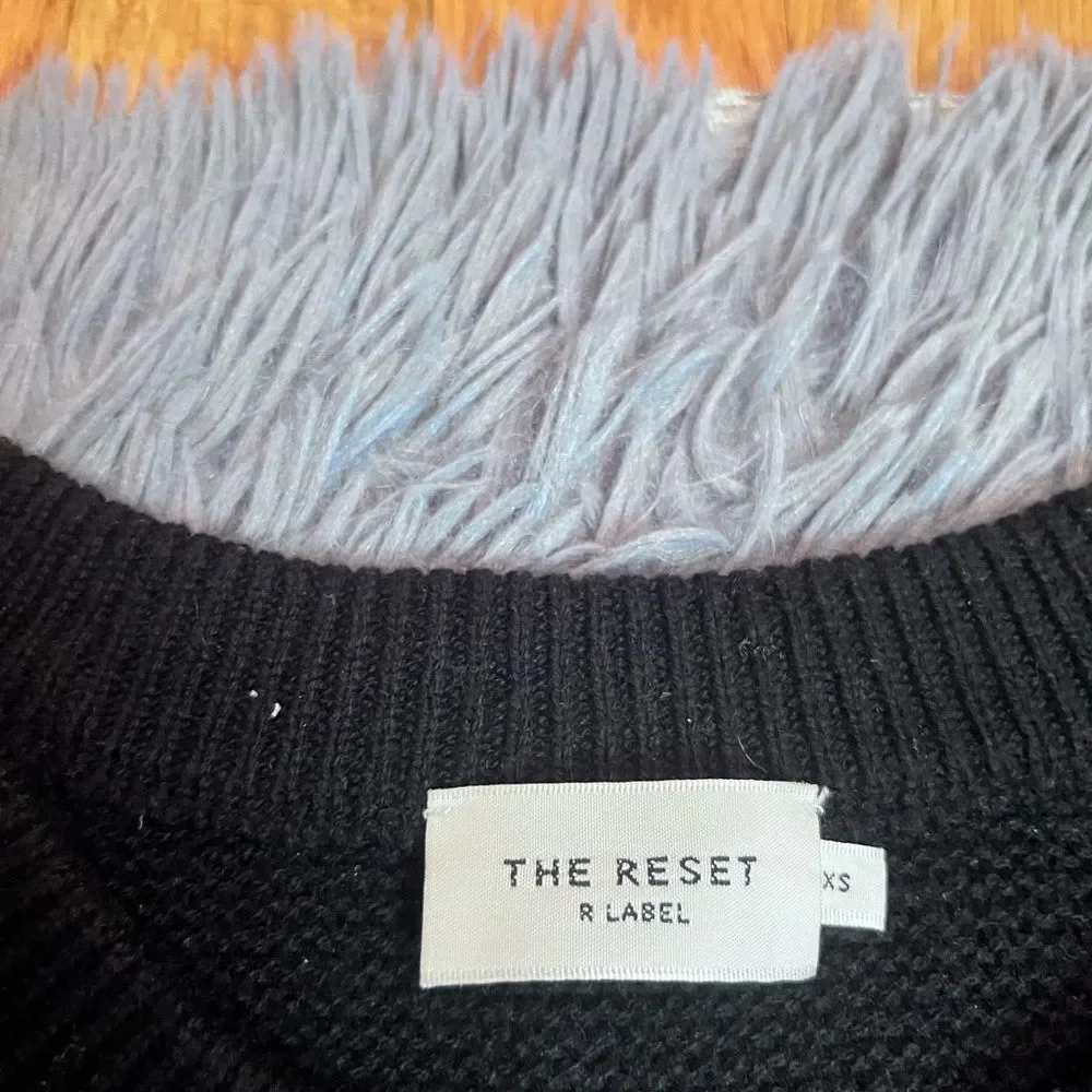 The Reset R Label Black Charming Crew Sweater Top Size XS